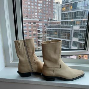Zara Leather heeled cowboy ankle boots size 7.5